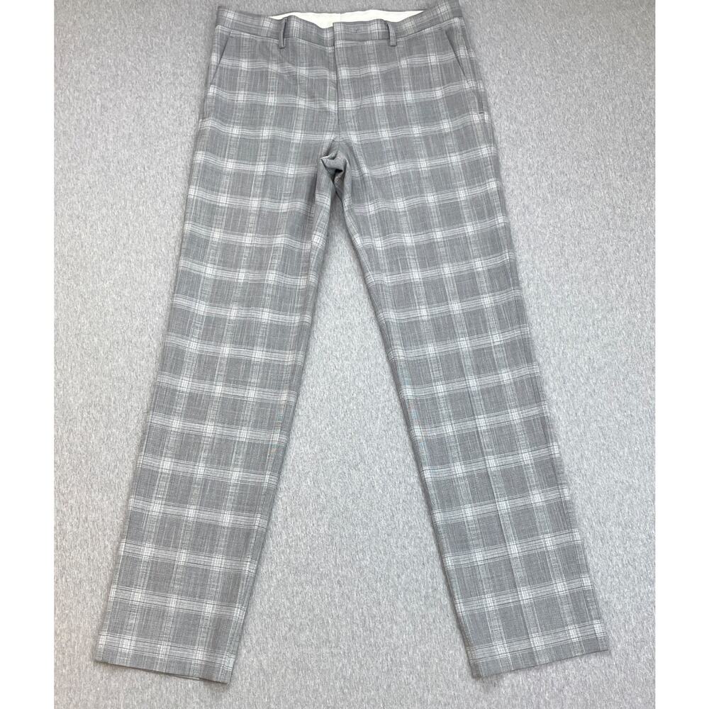 Murano Pants Mens 32 x 32 Gray Plaid Stretch Alex Fit